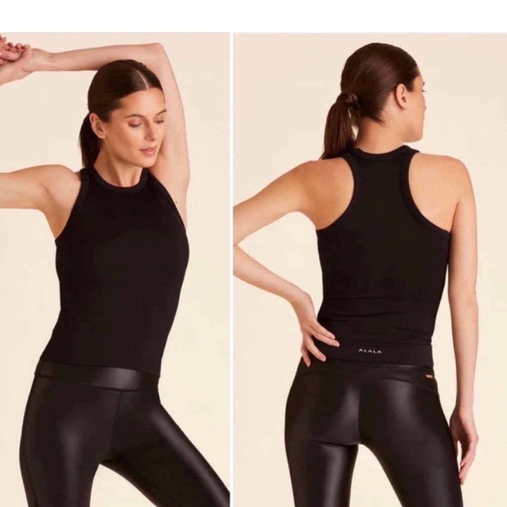 ALALA ribbed racerback Black Barre tank top Sz M Workout Yoga Athletic